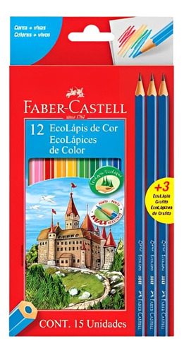 Lápis De Cor 12 Cores Faber Castell Ecolápis