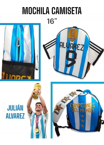 Mochila Camiseta Julian Alvarez Argentina De 16 Pulgadas