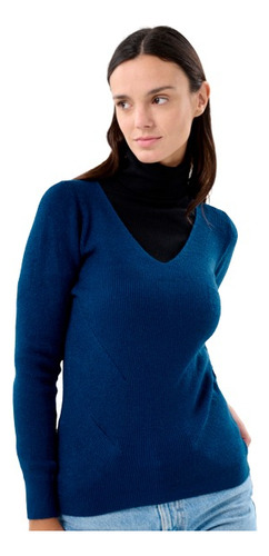 Sweater Escote V Con Trabajo De Punto En Delantera Art 335