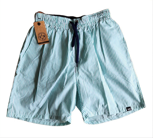 Short De Baño Malla Hombre Ocn Rayas Verde Verano