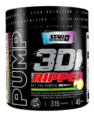 Pump 3d Ripped 315 Gr Star Nutrition Pre Entreno + Quemador
