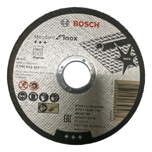 Disco Corte Bosch Amoladora 115 Mm 4.1/2 Inox 1,0mm X Uni