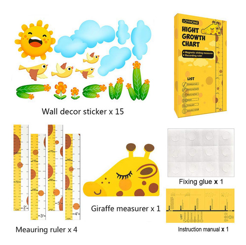 Baby Height Growth Chart Ruler For Kids Room Decor,3d Mov...
