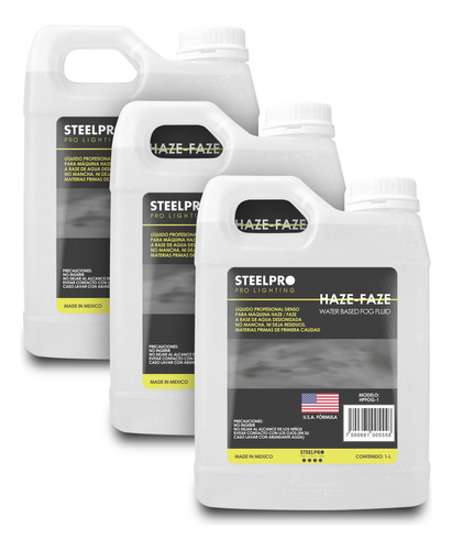  3 Líquidos Para Cámara De Humo Haze Base Agua 1l Steelpro