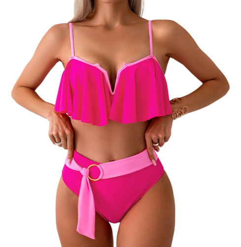 Trajes De Baño Sexy Bikini Colores Contraste Para Dama Mujer