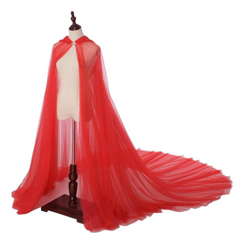 Disfraz De Halloween Capucha Tul Capa Universal Rojo
