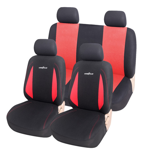 Funda Asiento Completa Goodyear Negra Y Rojo Auto 10 Pzas