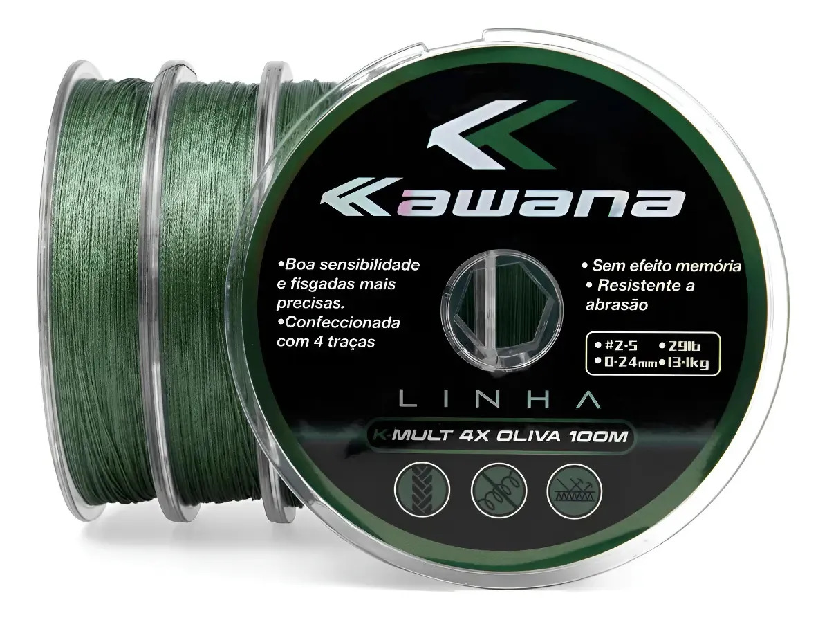 Línea multifilamentos Kawana 4x Oliva 100m Color 0.27mm