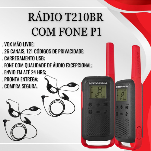 16 Rádio Walk Talk Motorola T210br Com 16 Fone Ptt+ 1 Brinde