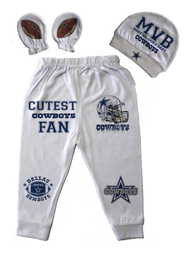 Ropa Bebé Pantalon Gorro Y Manoplas Vaqueros Dallas Cowboys 