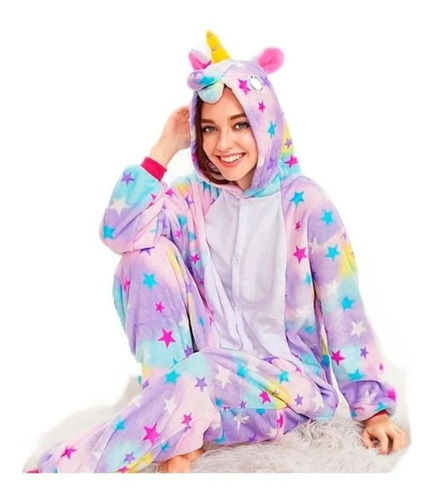 Imagen 1 de 3 de Pijama Disfraz Kigurumi Unicornio Star Adulto