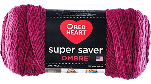 Red Heart E305.3965 Super Saver Ombre Yarn, 10 Oz, Anemone