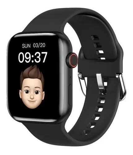 Smartwatch IWO Series 7 W27 PRO 1.75 caja 44mm de aleación negra, malla  negra de silicona