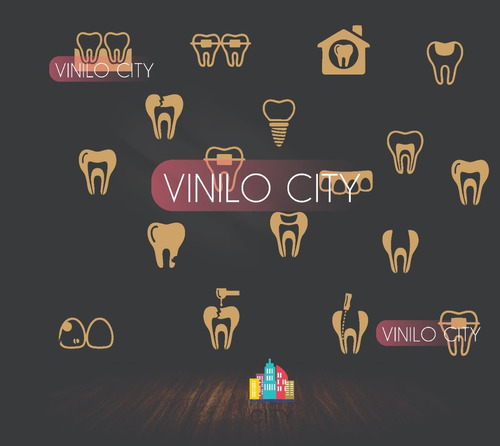 Vinil Decorativo Para Consultorio Dental Dorado Modlln1