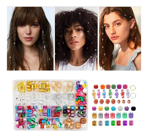 238 Piezas De Cuentas De Rastas, Anillos De Trenza For El