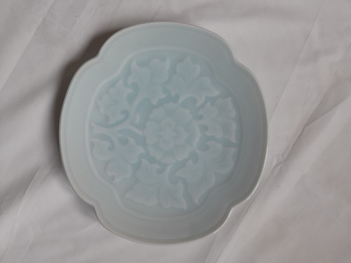 Plato Oriental En Ceramica Celadon, Diseño Para Tiffany