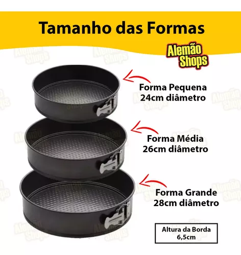 Jogo 3 Formas Assadeiras Para Bolo Torta Com Fundo Removível