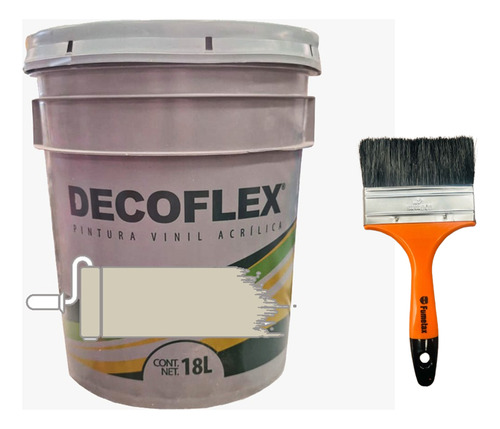 Pintura Vinílica Decoflex Interior Exterior 18lts Con Brocha Blanco Ostión Mate
