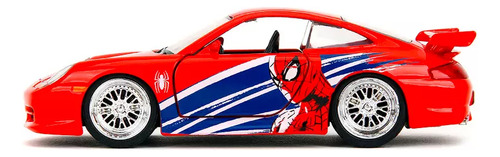 Porsche 911 Gt3 Rs (996), Spiderman, Escala 1:32 Color Rojo