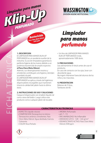 Jabón Para Manos Bactericida Perfumado Klin Up X 5 Lts