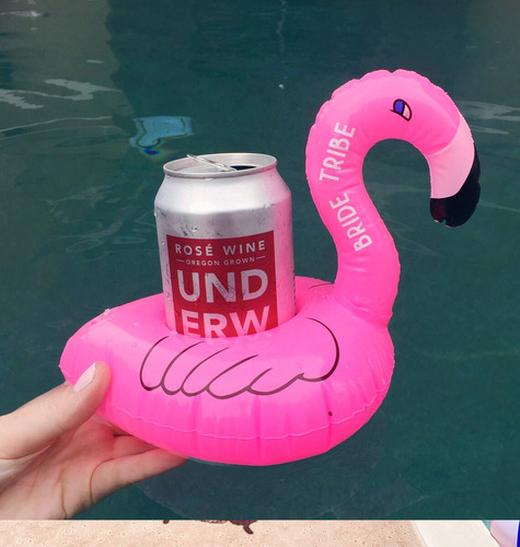 Kit Com 15 Boia Flamingo Porta Copo Inflável Para Piscina