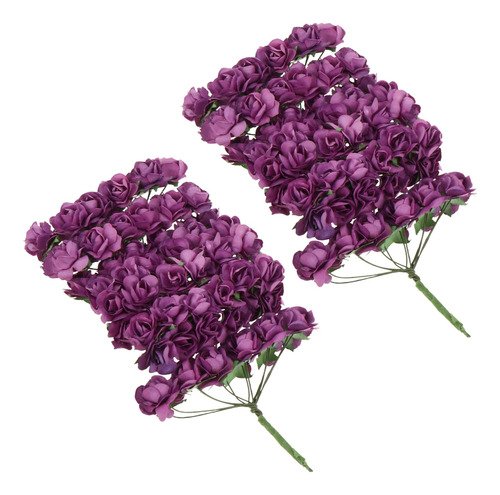 288 Pieza Papel Flor Rosa Novia Artificial Purpura
