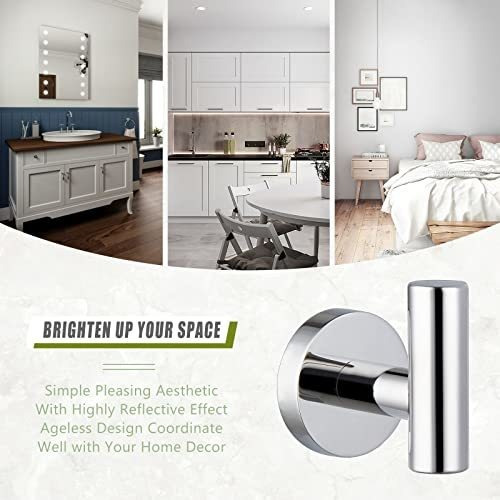 Gancho Baño Cromado Brillante, Acero Inoxidable Sus304,