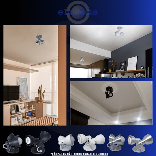 Imagem 4 de 7 de Spot De Sobrepor Duplo Para Quarto Sala Cozinha Bulbo Bocão