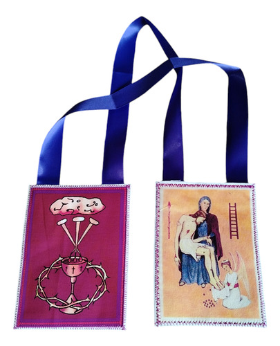 2 Escapulario Morado Bendición Y Protección 10x13.5 Cm Vinil