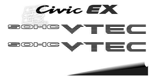Calcos Sohc Vtec + Civic Ex De Baúl De Honda Civic Kit