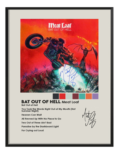 Cuadro Meat Loaf Bat Out Of Hell C/ Firma