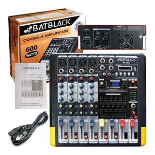 Consola Amplificada 600w 4 Canales C/usb/mp3/bt Batblack