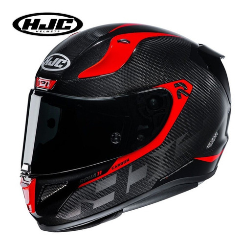 Capacete Hjc Rpha 11 Carbon Bleer Preto E Vermelho Tamanho do capacete 59