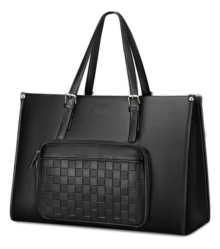 Bolsa Feminina para notebook com compartimento Térmico para Almoço Bolsa Tote Executiva PU Couro 15,6 Polegadas Mochila Conversível Leve para Trabalho e Escritório, Matein 1447 Cor Preto