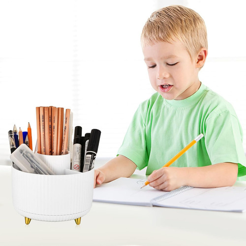 Organizador De Cosméticos Giratorio De Plástico Blanco