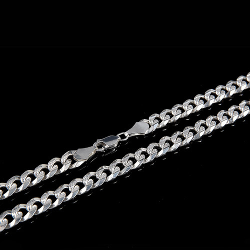 Cadena Hombre Barbada D 8mm-50cmplataley.925 Duodeluxejoyas®