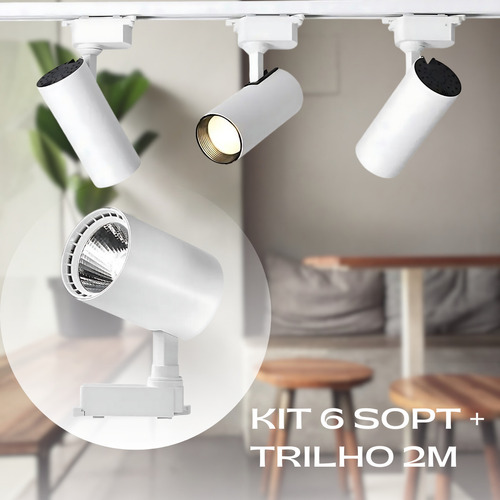 Kit Trilho Eletrificado 2m + 6 Spots Led 15w Luz Quente Frio