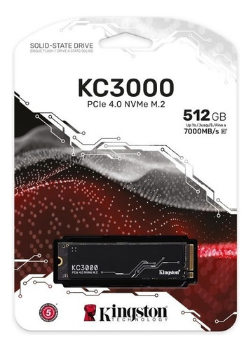 Disco Solido Kingston Ssd Kc3000 Pcle 4.0 Nvme M.2 512gb Color Negro