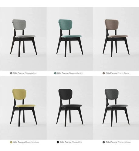 Imagen 3 de 10 de Silla Comedor Madera Tapizada Modelo Pampa La Valenziana