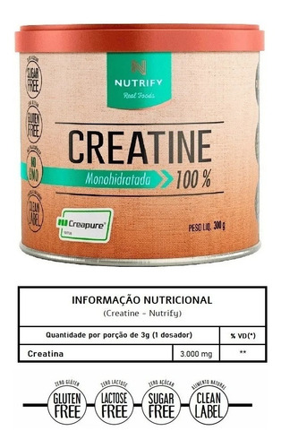 Imagem 4 de 11 de Creatina Nutrify 300g Creatine 100% Monohidratada Creapure Sabor Neutro