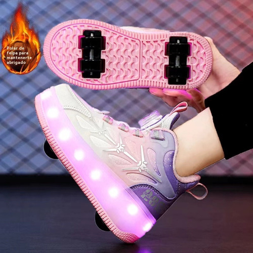 Tenis Patin Patines Led Con 4 Ruedas /zapatos Deportivos