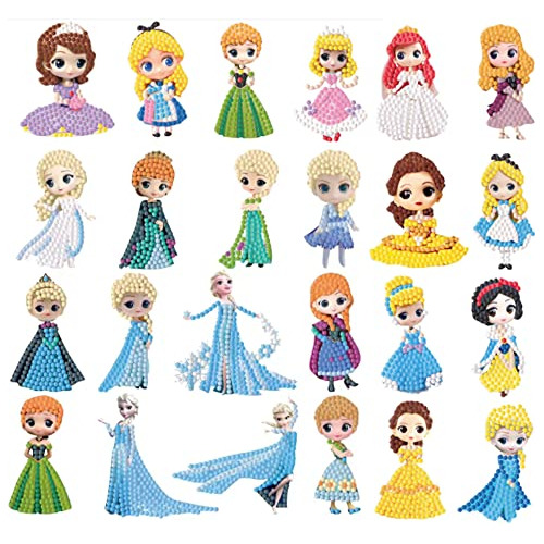 Diamond Painting Stickers For Kids,24 Pcs 5d Diy Cartoo...