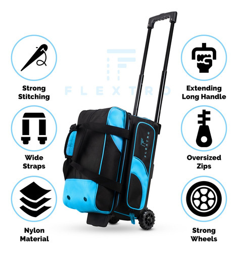 Flextro Bolsa De Bolos De 2 Bolas Con Ruedas Más Bolsa De