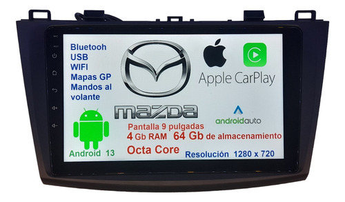 Estereo Android Mazda 3 Bt Gps Mapas Usb Wifi 64 Gb Carplay