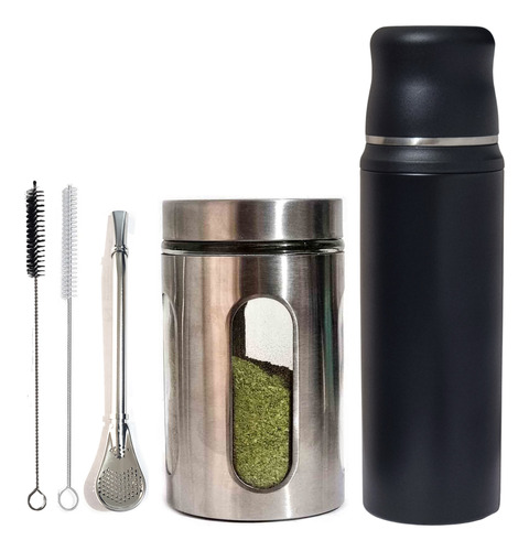 Yerba Mate Argentina + Termo + Bombilla + Frasco Set Matero