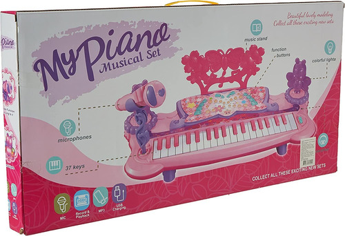 Imagen 2 de 3 de Piano Músical Para Niña Con Micrófono Mp3 Usb Ofertas