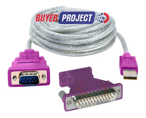 Cable Adaptador Usb A Serial Db9 Male + Adaptador Db9 A Db25