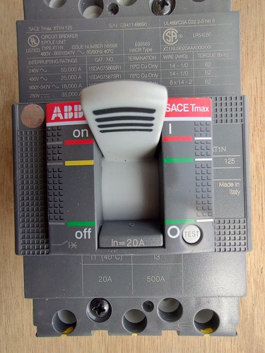 Interruptor Termomagnético 3x20a Abb Sace Tmax Xt1n 125