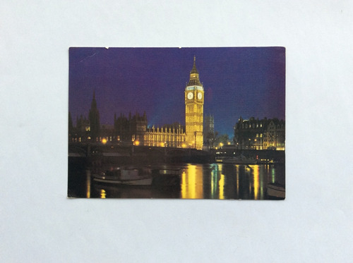 Tarjeta Postal Big Ben Con Estampilla Efigie Reina Isabel Ii