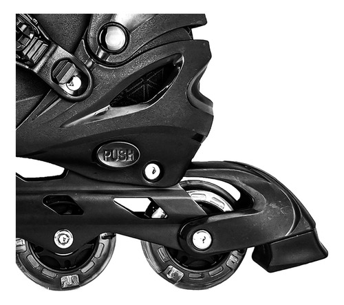 Patins Infantil Preto Ajustável Com Rodas De Gel C/ Led 34-37 6.8 Cm Preto